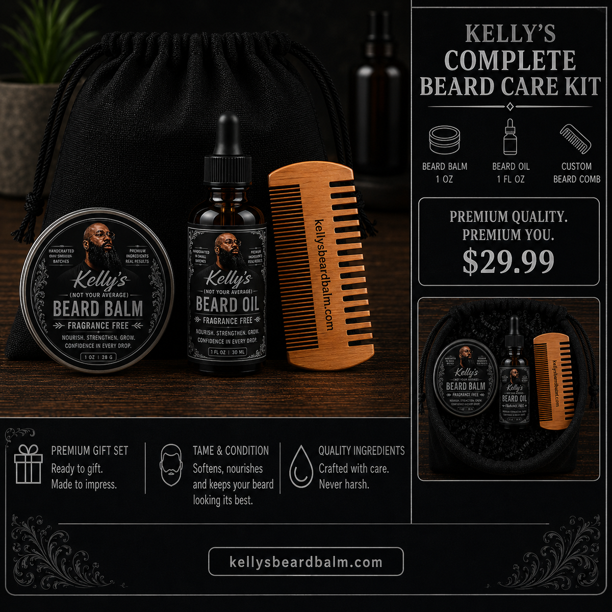 Kelly's Beard Care Kit- Fragrance Free